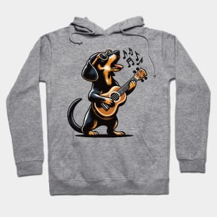 Dog Playing Guitar Singing Dachshund Wiener Dog Funny Hoodie